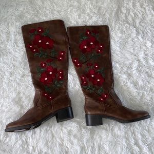 Thigh High Embroidered Boots